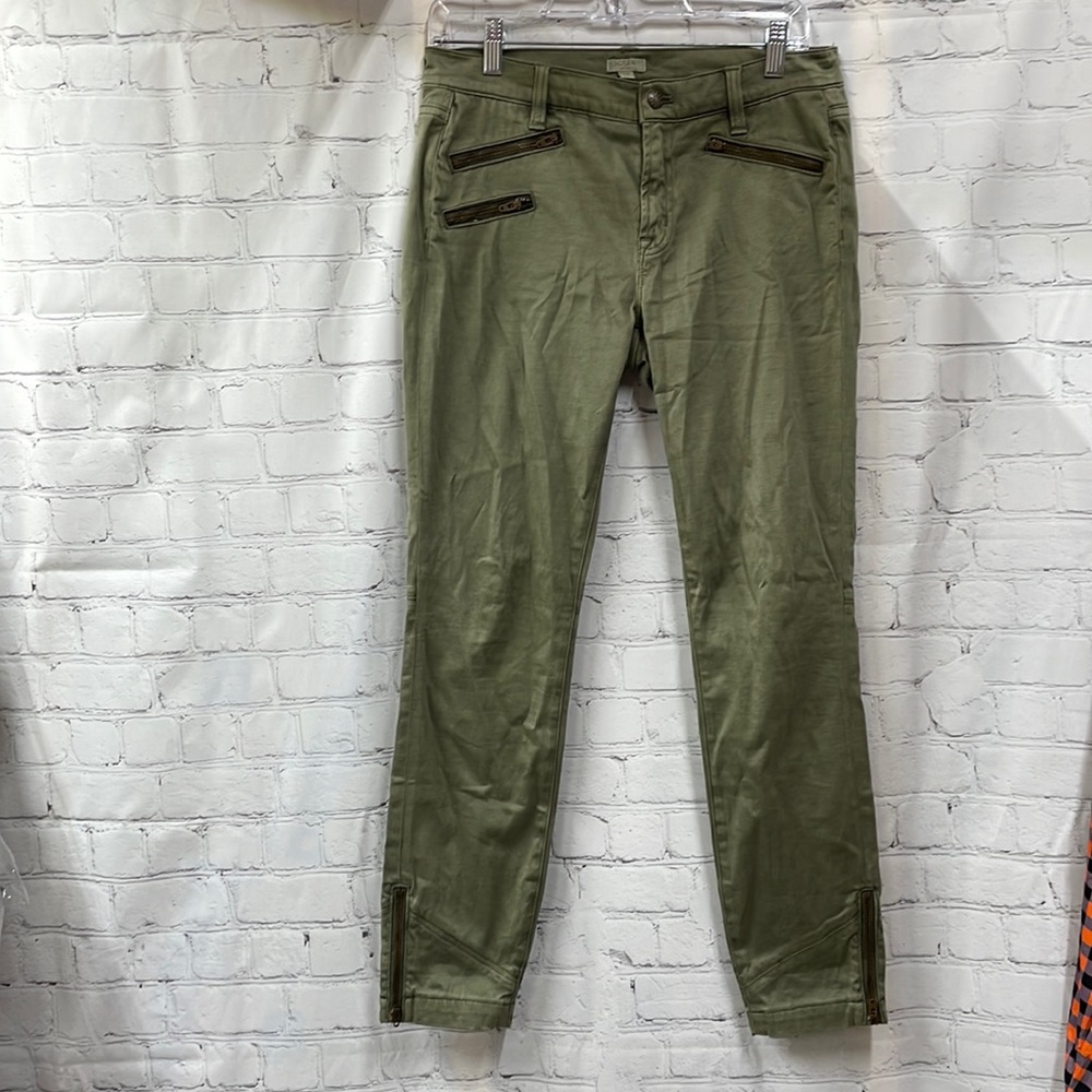 J. Crew zipper details stretch green military style size 27 pants